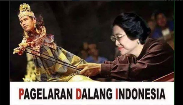 Meme Jokowi dan Megawati yang digambarkan sebagai wayang dan dalangnya. Twitter.com/tempo.co.id
