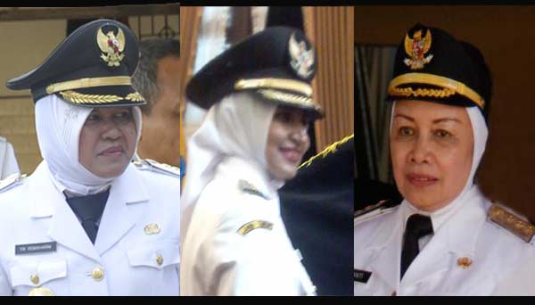 Dari kiri, Wali Kota Surabaya Tri Rismaharini, Bupati Jember dr Hj Faida, dan Bupati Kediri dr. Haryanti Sutrisno.