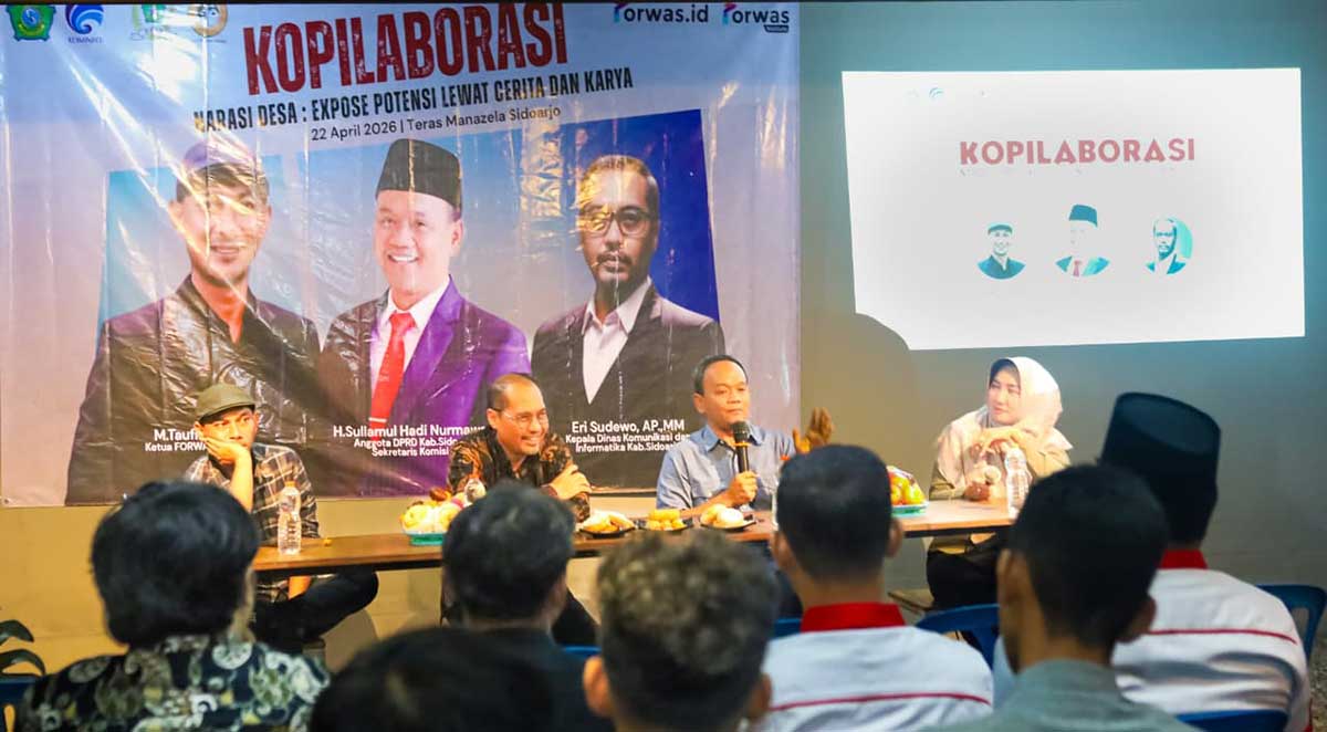 Diskusi yang digelar Forwas dengan menghadirkan perwakilan dari Diskominfo dan Komisi B DPRD Sidoarjo.
