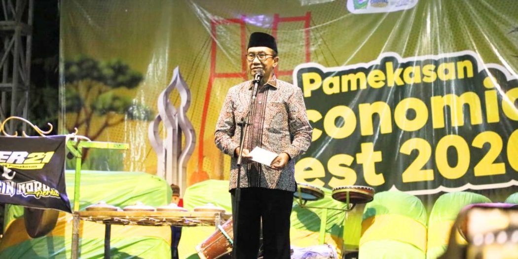 Bupati Pamekasan Kholilurrahman saat sambutan pembukaan Pamekasan Economic Fest 2026
