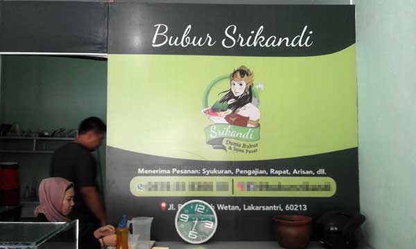 tampilan gerai Bubur Srikandi. foto: nindy anp