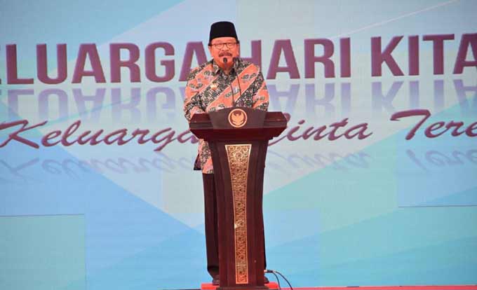 Gubernur Jatim Soekarwo saat memberikan sambutan.