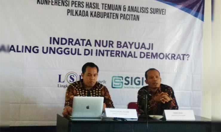 LSI Network Jatim saat menggelar jumpa pers untuk membeber hasil survei. 