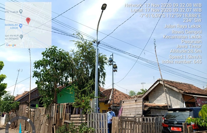 Salah satu lampu PJU di Kabupaten Pasuruan yang padam.