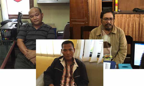 Ketiga tersangka saat diperiksa di Mapolres Lamongan. foto: haris/BANGSAONLINE