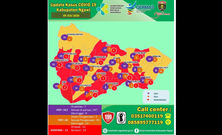 Pasien Positif Covid-19 di Ngawi Kembali Bertambah