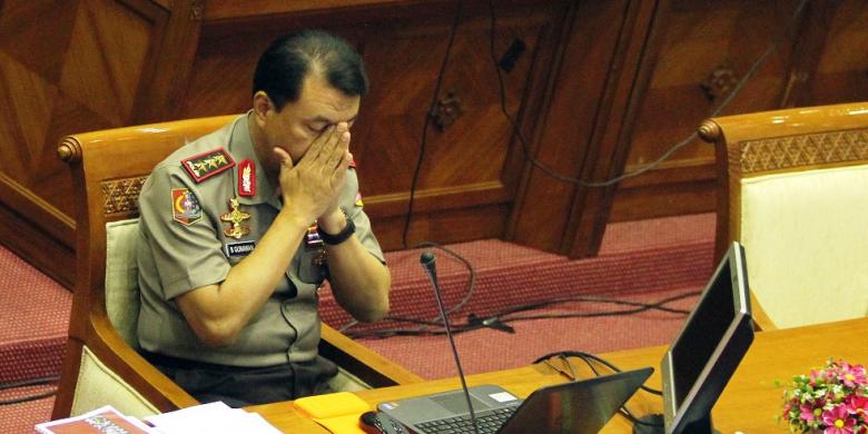 Budi Gunawan saat fit and proper test di senayan.