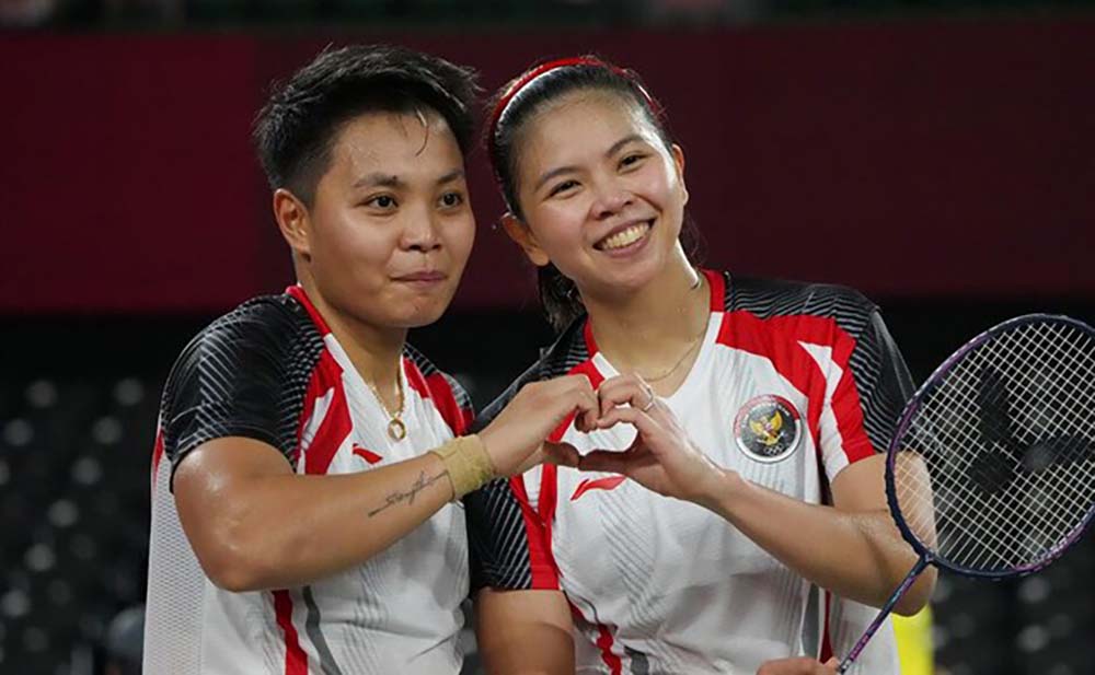 Greysia Polii dan Apriyani Rahayu. (AP PHOTO)