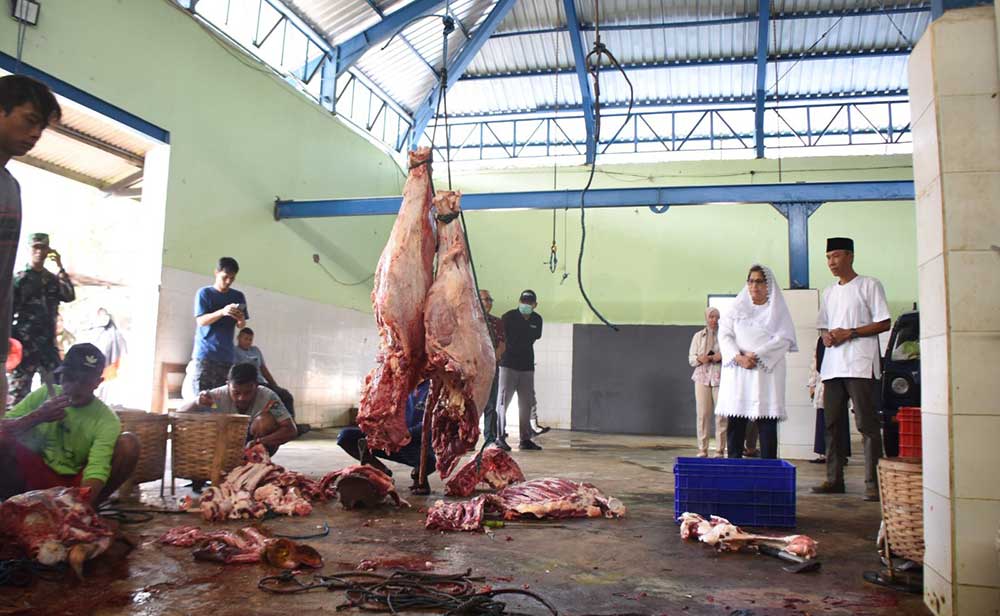 Pj Wali Kota Kediri, Zanariah saat meninjau RPH Pojok.