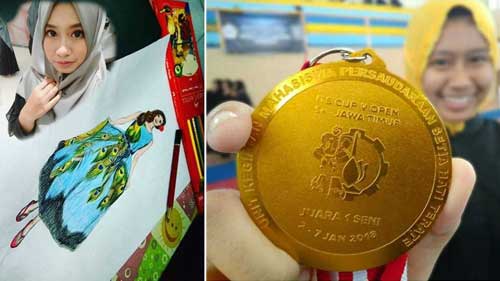 Karya desain dan medali yang berhasil disabet. foto: istimewa