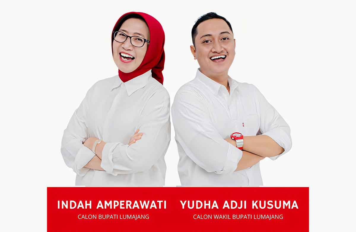 Pasangan Calon Bupati dan Wakil Bupati Lumajang nomor urut 2, Indah Amperwati serta Yudha Adji Kusuma.