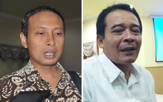 Ketua KPU Bojonegoro, Abdim Munib (kiri), dan Ketua Komisi A Sugeng Heri Anggoro.