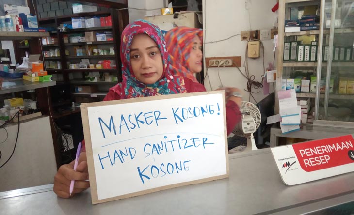 Pemberitahuan jika stok masker kosong di salah satu apotek.