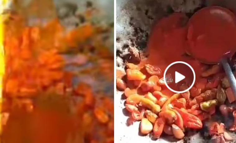 Tangkapan layar video cabai bercat digoreng yang kini viral di media sosial. 