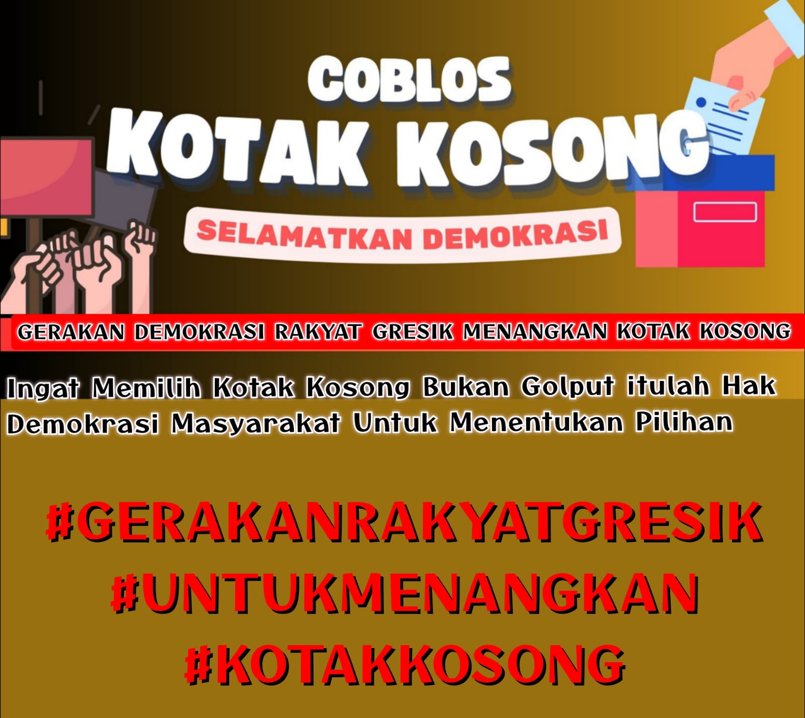 Yani-Alif Patut Waspada, Gerakan Menangkan Kotak Kosong Bermunculan di Medsos Jelang Pilkada Gresik
