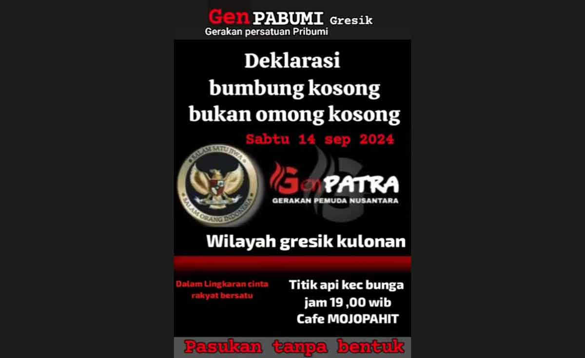 Deklarasi bumbung kosong Genpatra Pabumi yang beredar di media sosial. Foto: Ist