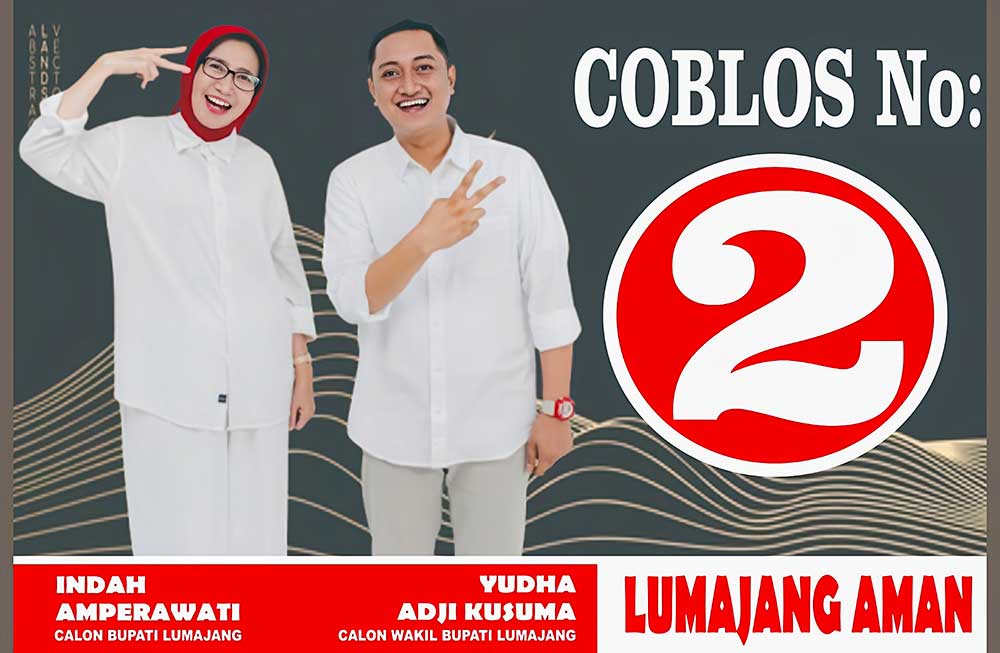 Calon Bupati dan Wakil Bupati Lumajang nomor urut 2, Indah Amperwati dan Yudha Adji Kusuma.