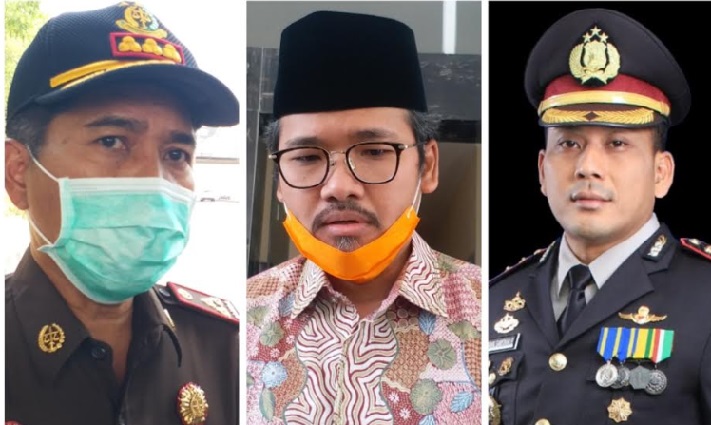 Dari kiri, Kajari Bangkalan Emanuel Ahmad, S.H., Bupati R. Abdul Latif Imron Amin, dan Kapolres AKBP Rama Samtama Putra.