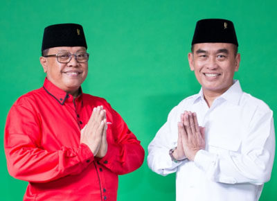 2. Santoso - Tjutjuk Sunario (PDI-P 10, Gerindra 2, PPP 3, Demokrat 2, Hanura 1 = 18 Kursi)